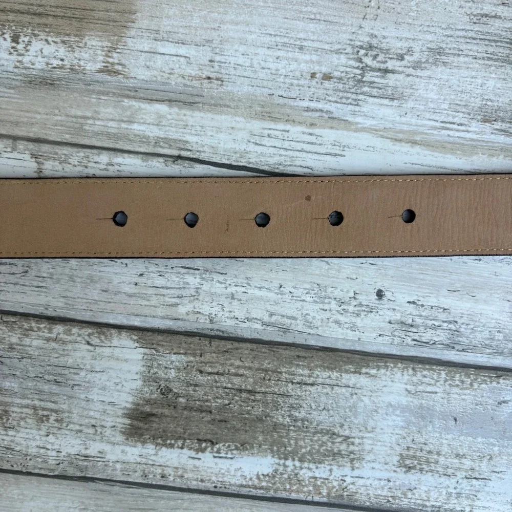 Brighton‎ Belt 30 Brown Crocodile Embossed Leather Silver Turtle Buckle Tortoise